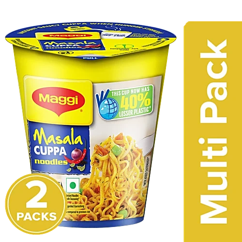 MAGGI Cuppa Noodles - Masala, Quick On-The-Go Snack, 3